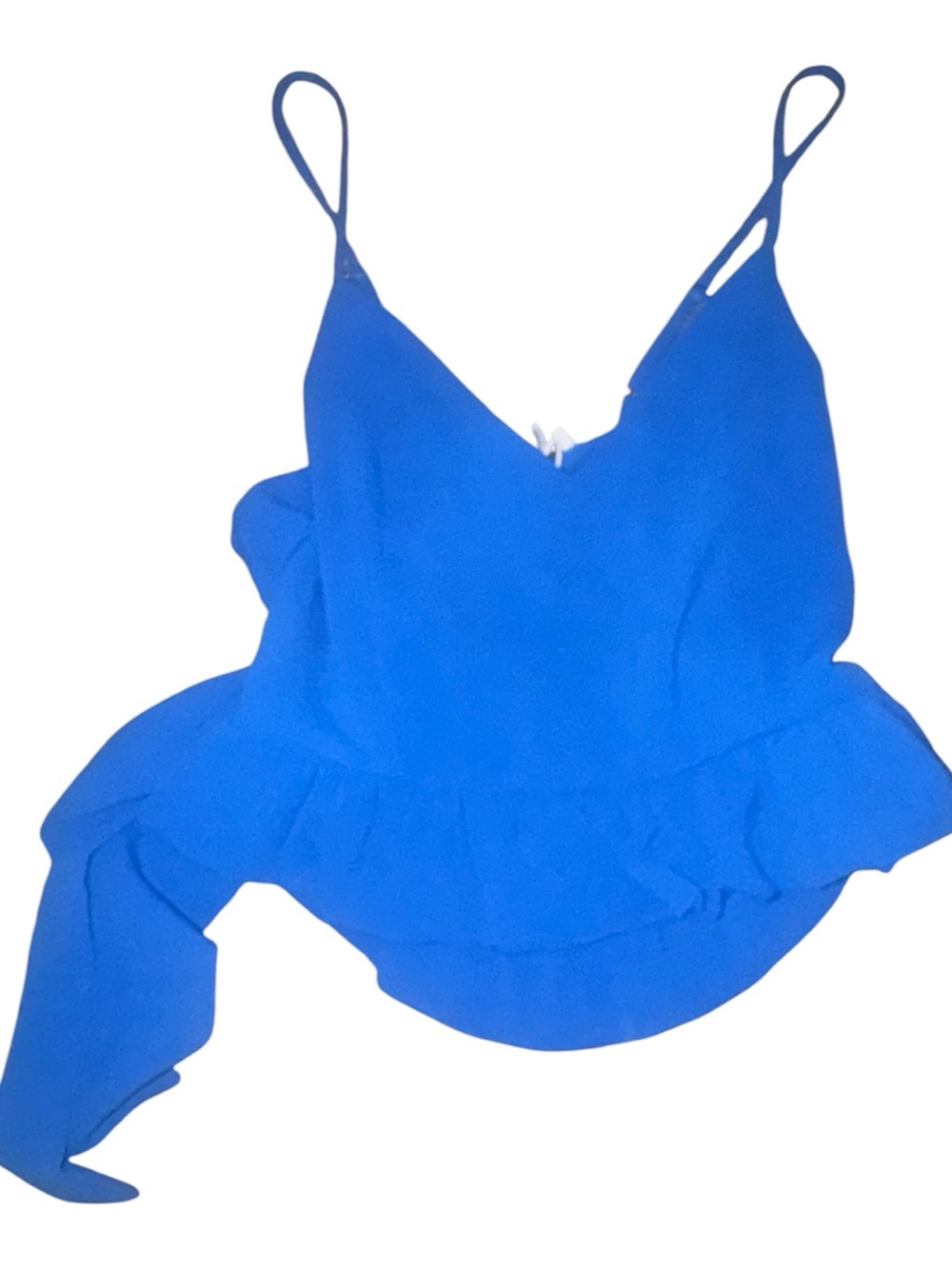 L Love Bright Blue Women's Ruffle Hem V-Neck Cami Top